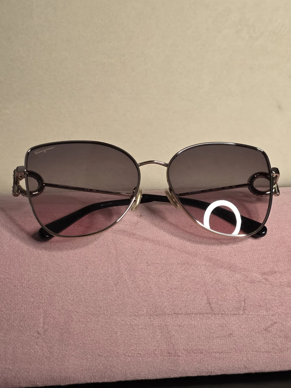 Salvatore Ferragamo SF296SR 772 Grey‑Rose Gradient Butterfly Sunglasses NWT $396